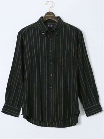 【大きいサイズ】ポロ・ビーシーエス/POLO BCS 綿ツイル 起毛ストライプ ボタンダウン長袖シャツ