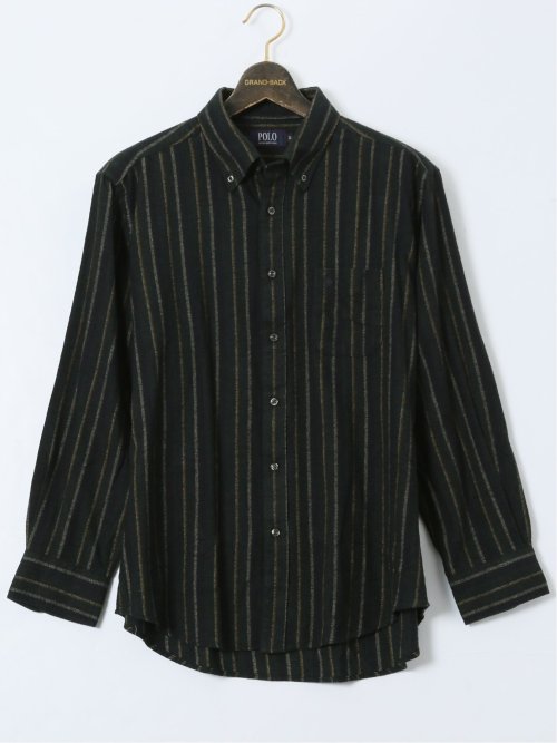 【大きいサイズ】ポロ・ビーシーエス/POLO BCS 綿ツイル 起毛ストライプ ボタンダウン長袖シャツ