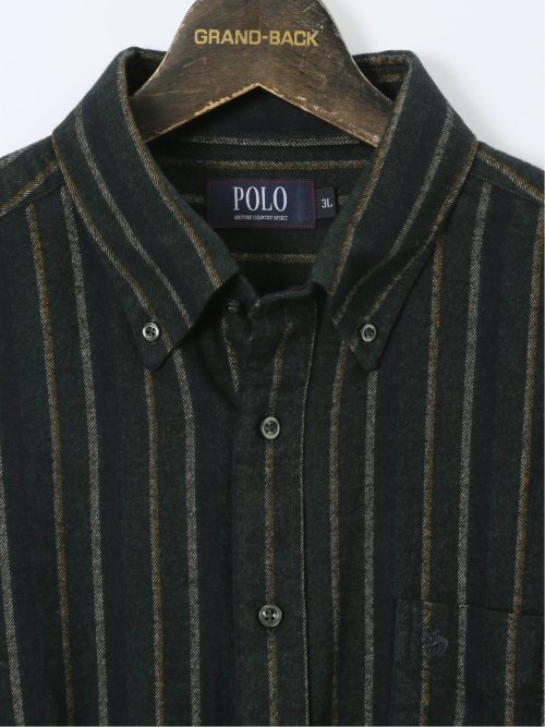 【大きいサイズ】ポロ・ビーシーエス/POLO BCS 綿ツイル 起毛ストライプ ボタンダウン長袖シャツ