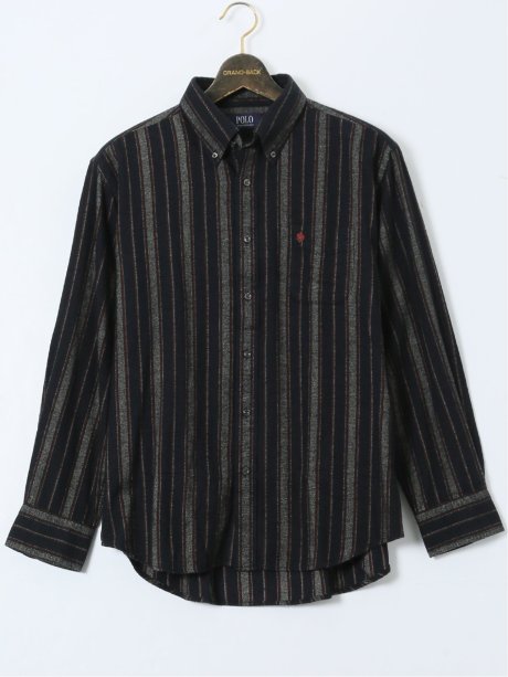 【大きいサイズ】ポロ・ビーシーエス/POLO BCS 綿ツイル 起毛ストライプ ボタンダウン長袖シャツ