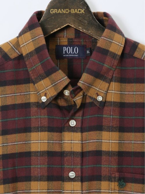 【大きいサイズ】ポロ・ビーシーエス/POLO BCS 綿ツイル 起毛チェック ボタンダウン長袖シャツ