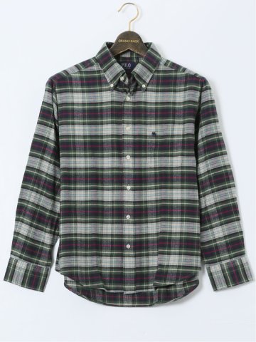 【大きいサイズ】ポロ・ビーシーエス/POLO BCS 綿ツイル 起毛チェック ボタンダウン長袖シャツ