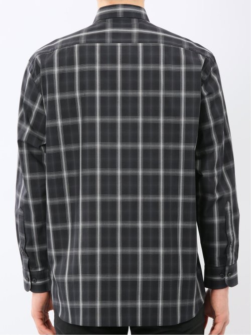 ストレッチ 綿チェック レギュラーカラー 長袖 シャツ