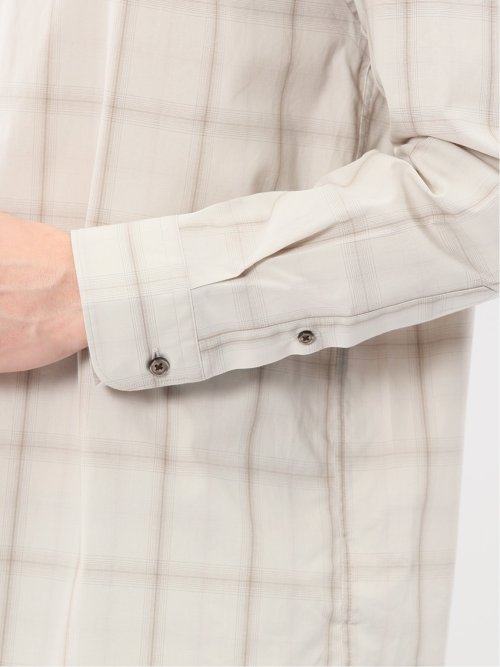 ストレッチ 綿チェック レギュラーカラー 長袖 シャツ