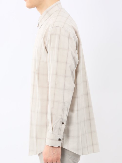 ストレッチ 綿チェック レギュラーカラー 長袖 シャツ