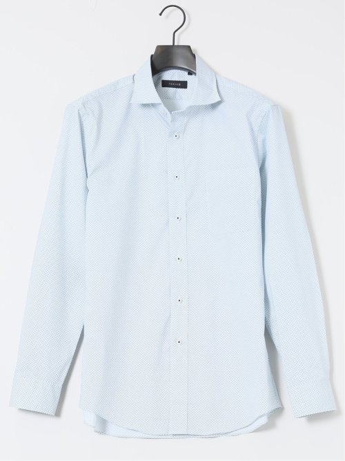 ストレッチ プリント ワイドカラー長袖シャツ