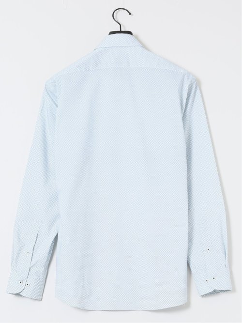 ストレッチ プリント ワイドカラー長袖シャツ