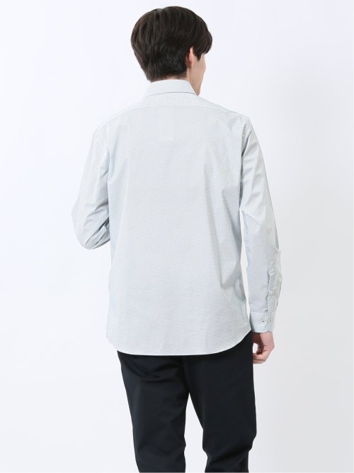 ストレッチ プリント ワイドカラー長袖シャツ