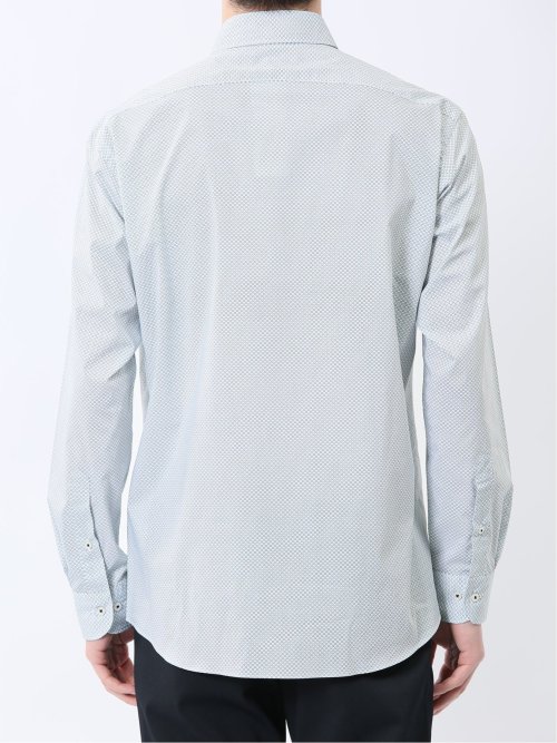 ストレッチ プリント ワイドカラー長袖シャツ