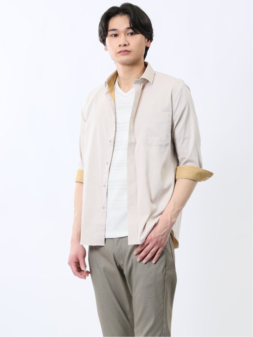 ストレッチ ソラーロ ワイドカラー7分袖シャツ