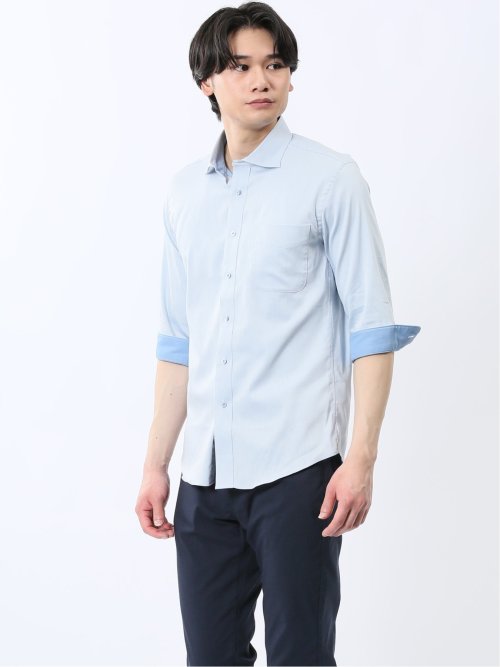 ストレッチ ソラーロ ワイドカラー7分袖シャツ