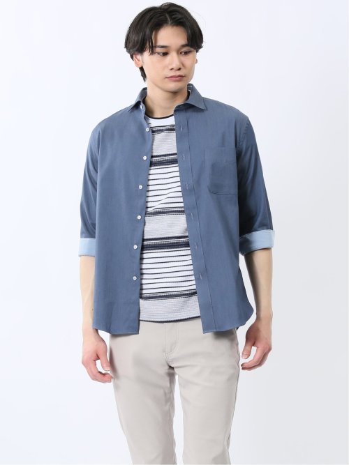 ストレッチ ソラーロ ワイドカラー7分袖シャツ