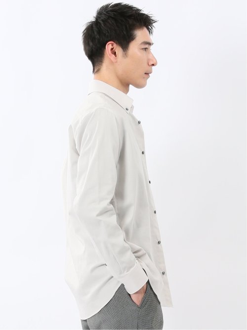 ストレッチ 綿ツイル ボタンダウン長袖シャツ