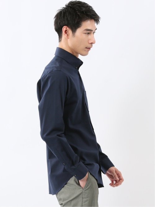 ストレッチ 綿ツイル ボタンダウン長袖シャツ