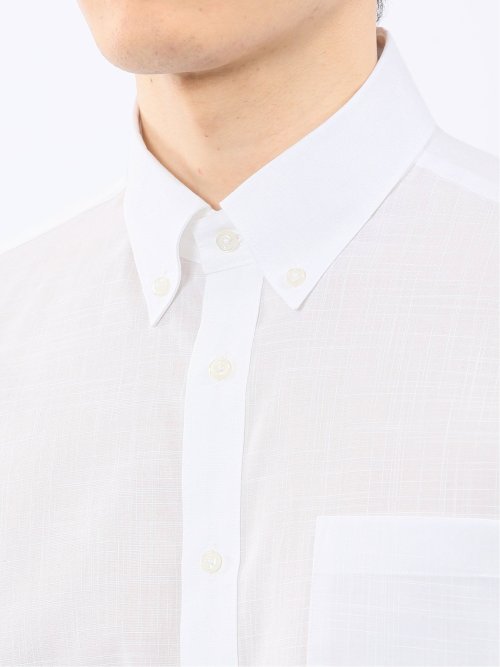 ストレッチ 綿スラブ ボタンダウン 7分袖 シャツ