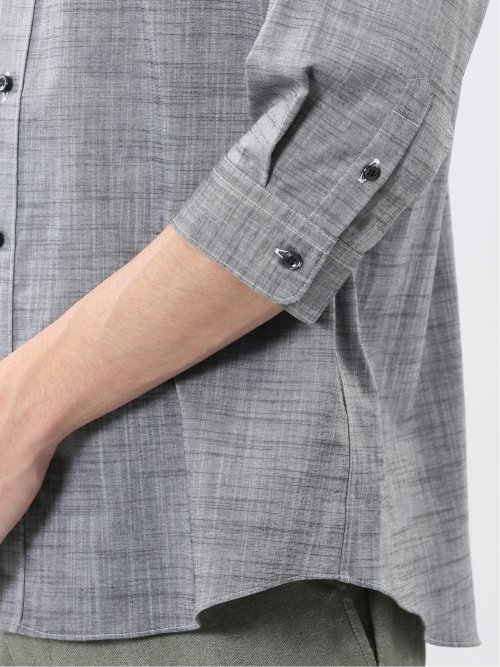 ストレッチ 綿スラブ ボタンダウン 7分袖 シャツ