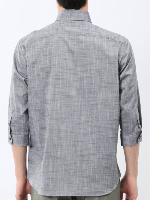 ストレッチ 綿スラブ ボタンダウン 7分袖 シャツ