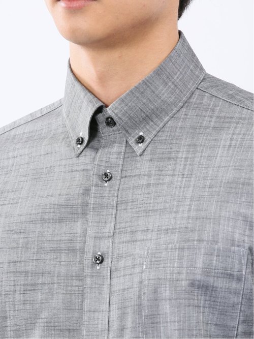 ストレッチ 綿スラブ ボタンダウン 7分袖 シャツ