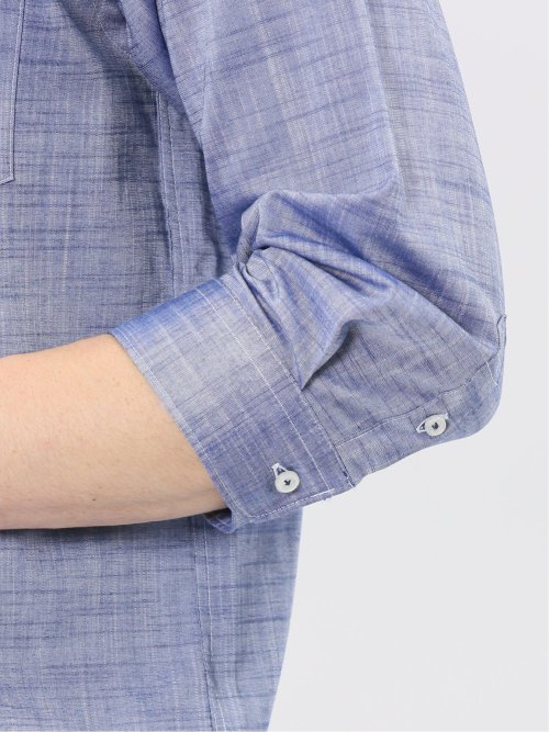 ストレッチ 綿スラブ ボタンダウン 7分袖 シャツ