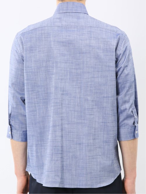 ストレッチ 綿スラブ ボタンダウン 7分袖 シャツ