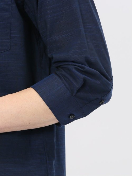 ストレッチ 綿スラブ ボタンダウン 7分袖 シャツ