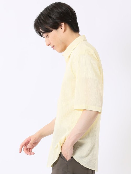 クールマックス 吸水速乾 楊柳 綿混 ややゆったり レギュラーカラー 半袖 シャツ メンズ