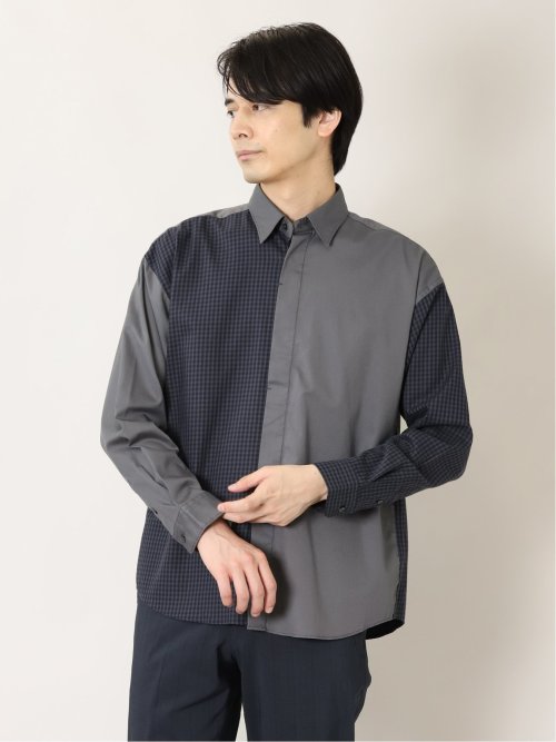 コットンツイル レギュラーカラー 長袖オーバーシャツ(M 93グレー