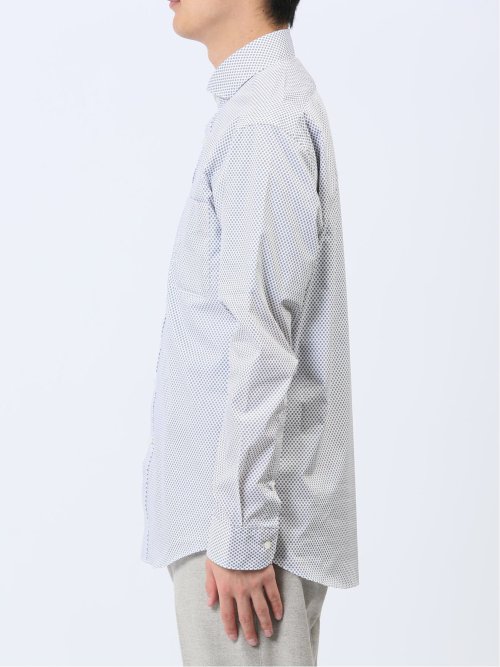 ストレッチ プリント カッタウェイ長袖シャツ