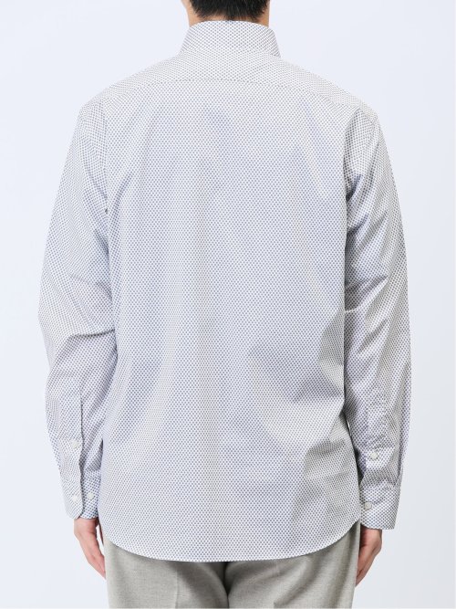 ストレッチ プリント カッタウェイ長袖シャツ