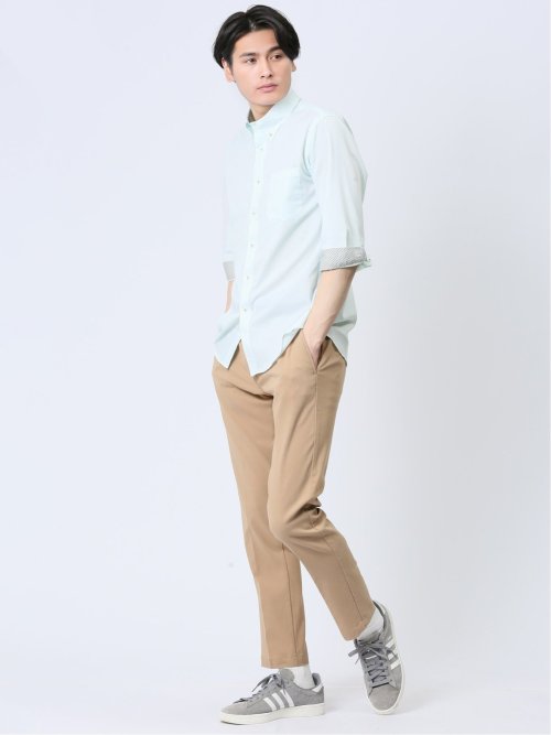 吸水速乾パナマ ボタンダウン7分袖シャツ