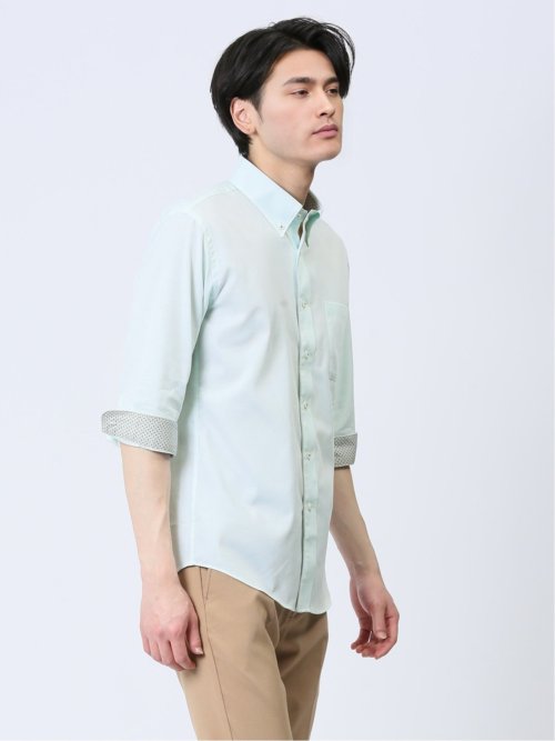 吸水速乾パナマ ボタンダウン7分袖シャツ