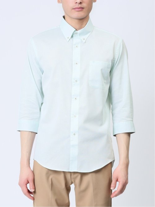 吸水速乾パナマ ボタンダウン7分袖シャツ