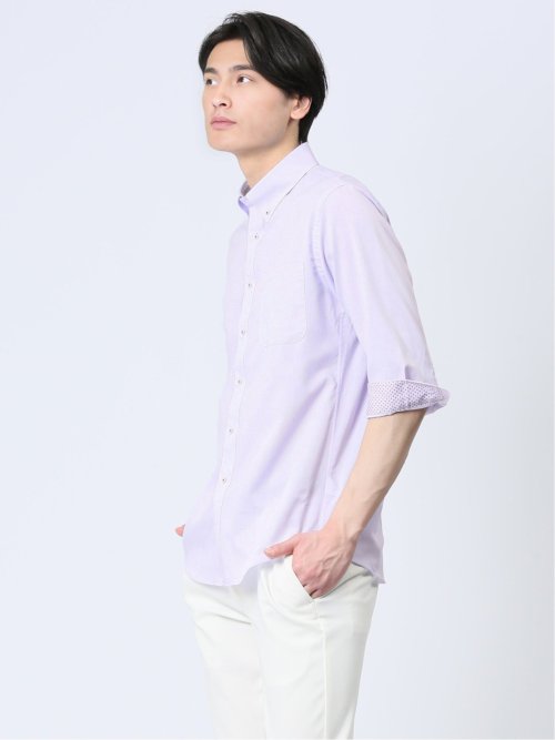 吸水速乾パナマ ボタンダウン7分袖シャツ