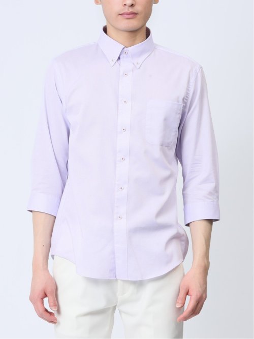 吸水速乾パナマ ボタンダウン7分袖シャツ