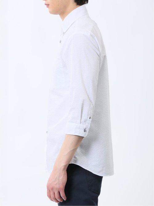 クールマックス サッカー ボタンダウン 7分袖シャツ