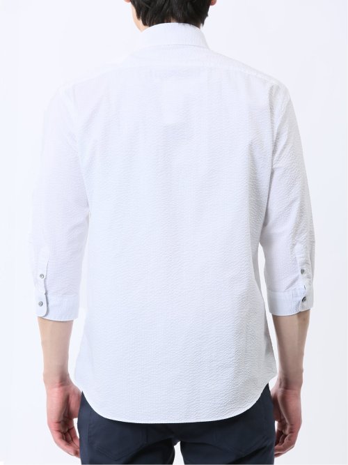 クールマックス サッカー ボタンダウン 7分袖シャツ