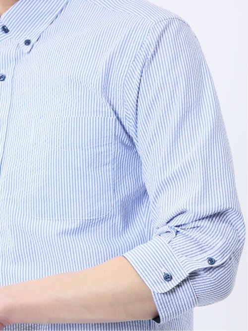 クールマックス サッカー ボタンダウン 7分袖シャツ