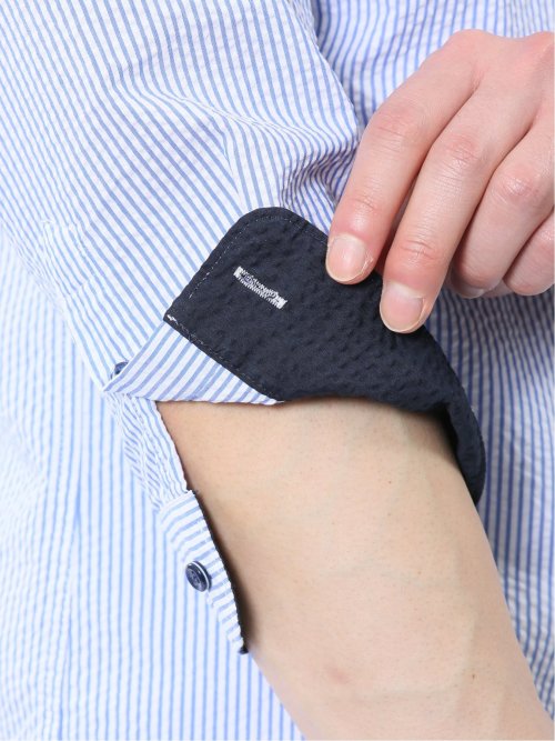 クールマックス サッカー ボタンダウン 7分袖シャツ