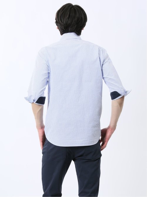 クールマックス サッカー ボタンダウン 7分袖シャツ