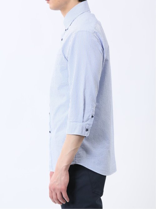 クールマックス サッカー ボタンダウン 7分袖シャツ