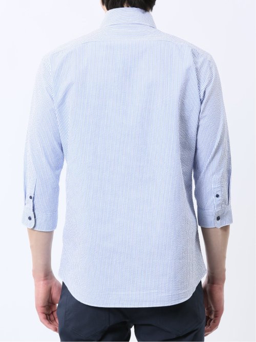 クールマックス サッカー ボタンダウン 7分袖シャツ