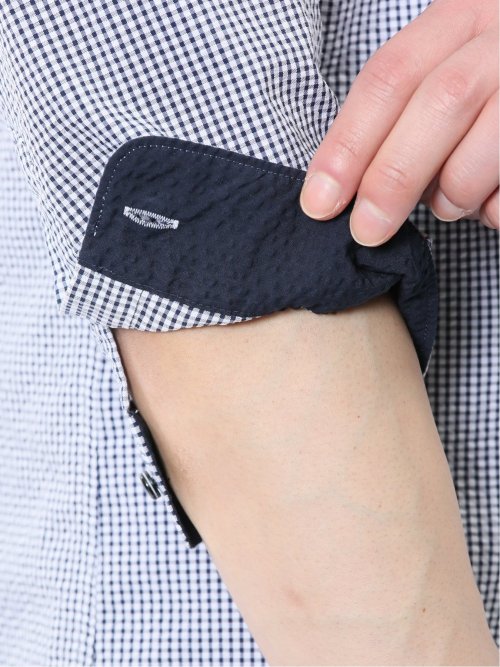 クールマックス サッカー ボタンダウン 7分袖シャツ