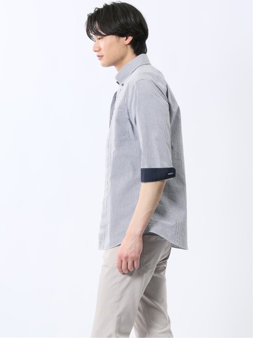 クールマックス サッカー ボタンダウン 7分袖シャツ