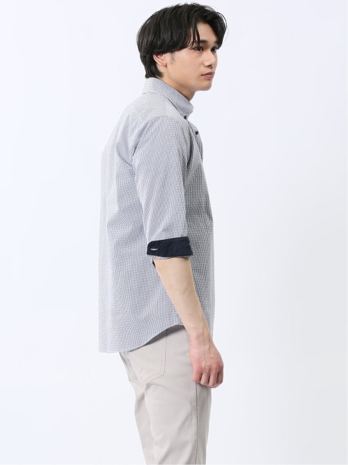 クールマックス サッカー ボタンダウン 7分袖シャツ