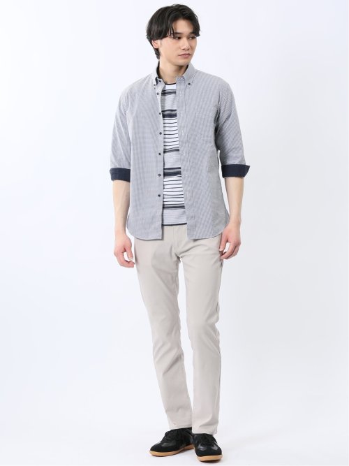 クールマックス サッカー ボタンダウン 7分袖シャツ