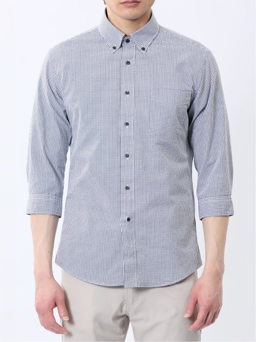 クールマックス サッカー ボタンダウン 7分袖シャツ