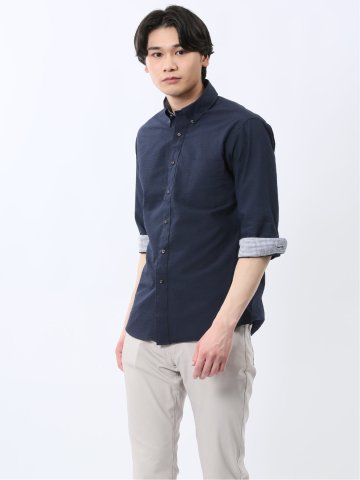 クールマックス サッカー ボタンダウン 7分袖シャツ