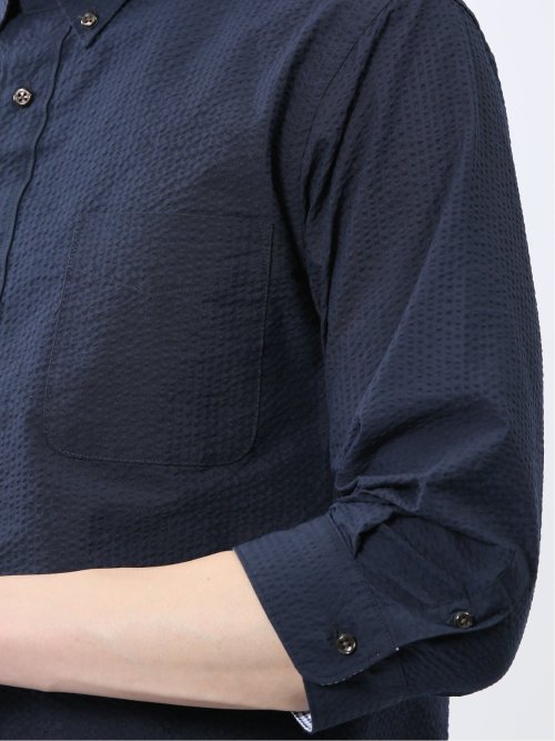 クールマックス サッカー ボタンダウン 7分袖シャツ