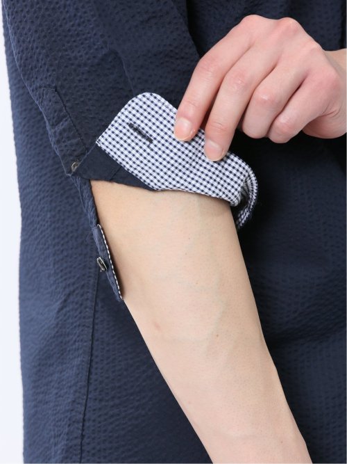 クールマックス サッカー ボタンダウン 7分袖シャツ