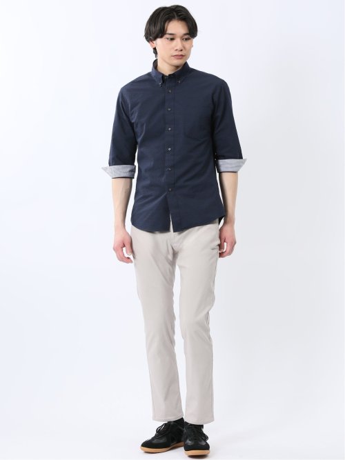 クールマックス サッカー ボタンダウン 7分袖シャツ